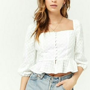 Square Neck Eyelet Top